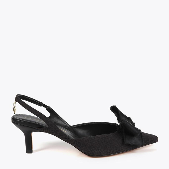 Scarpa con Tacco Slingback con Fiocco Satinato