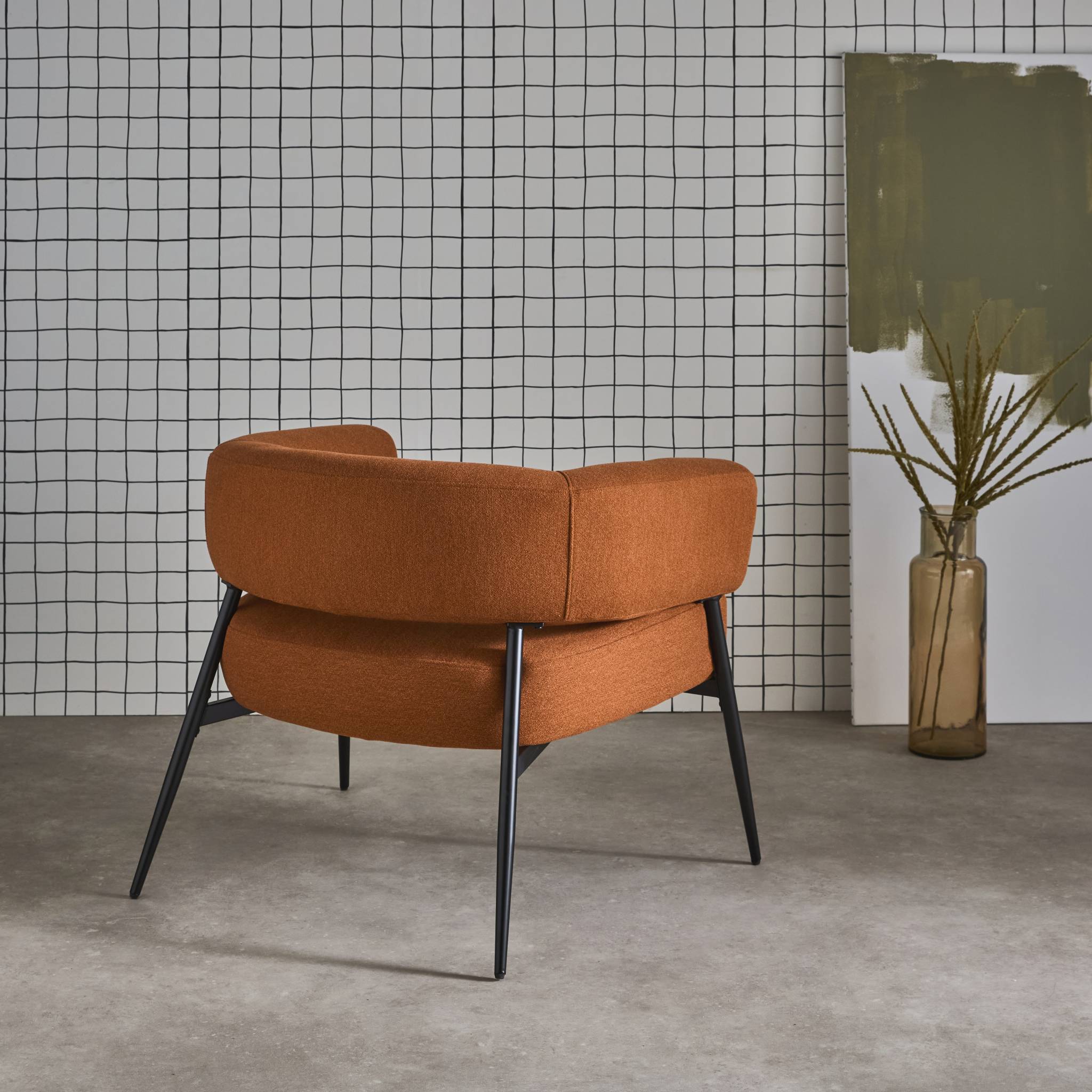 Fauteuil tissu dossier incurvé piétement métal CRISTO