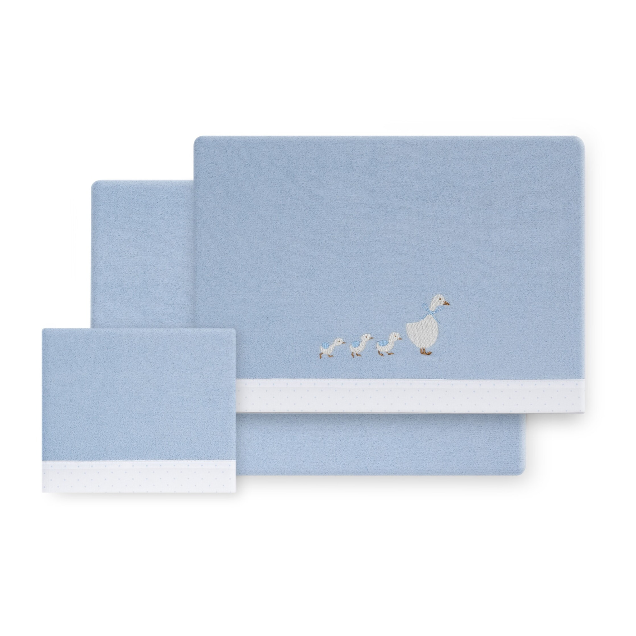 Triptico Cuna Coralina Modelo Patitos + Broche Azul