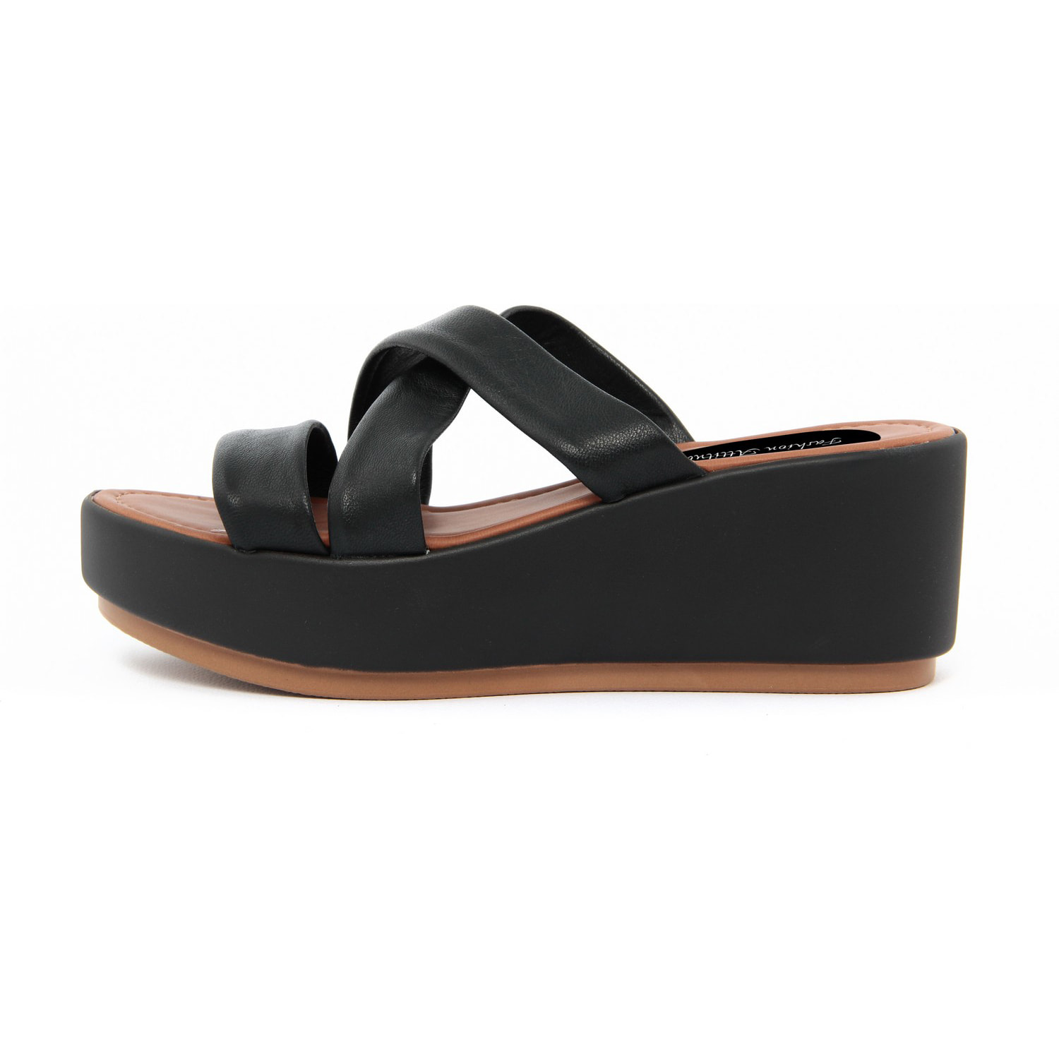 Sandalo con zeppa Donna colore Nero