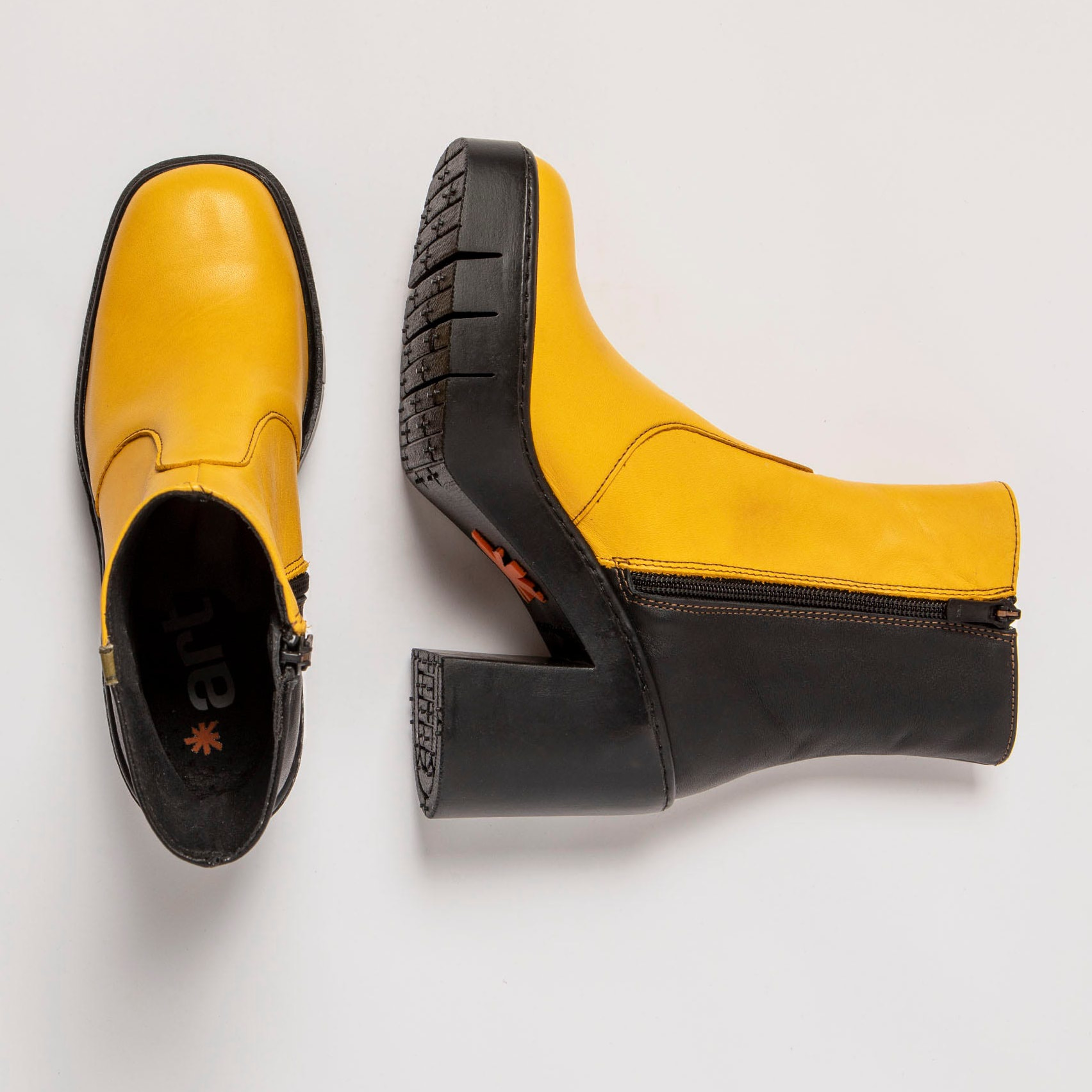 Botines con tacón 1974 NAPPA YELLOW-BRONZE/BERNA color Yellow-bronze