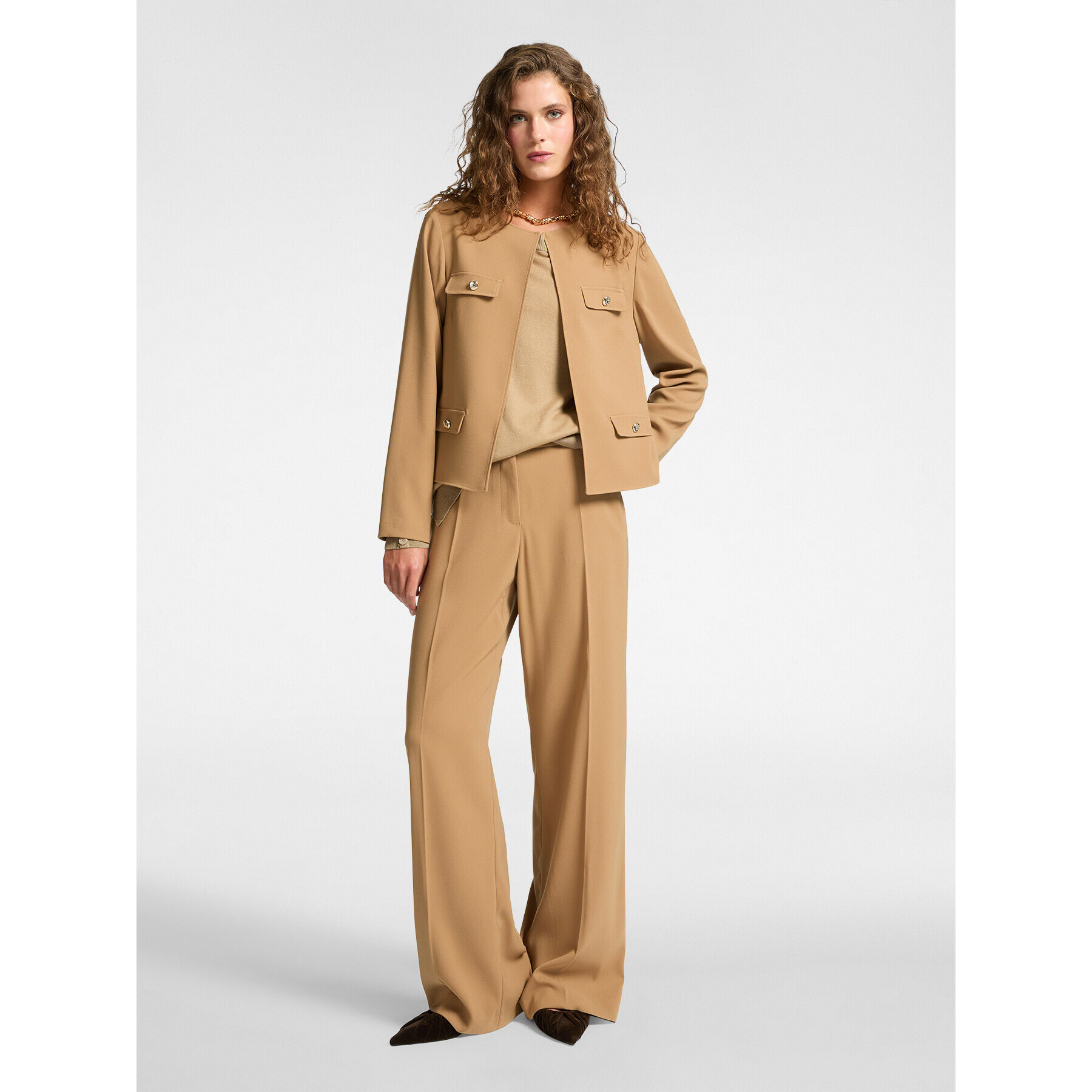 Elena Mirò - Chaqueta corta de cuello redondo - Beige