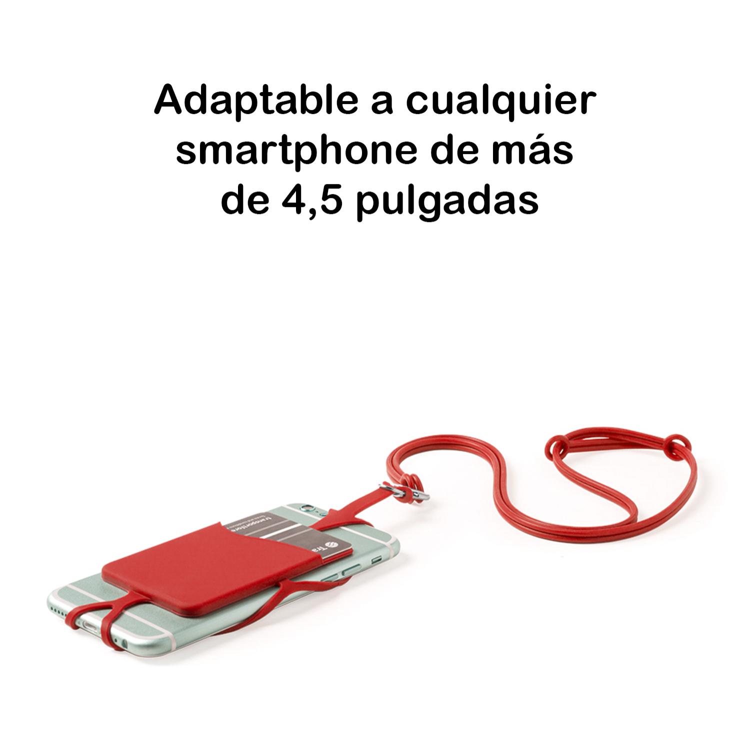 Lanyard de silicona Veltux para smartphone, con tarjetero y mosquetón.