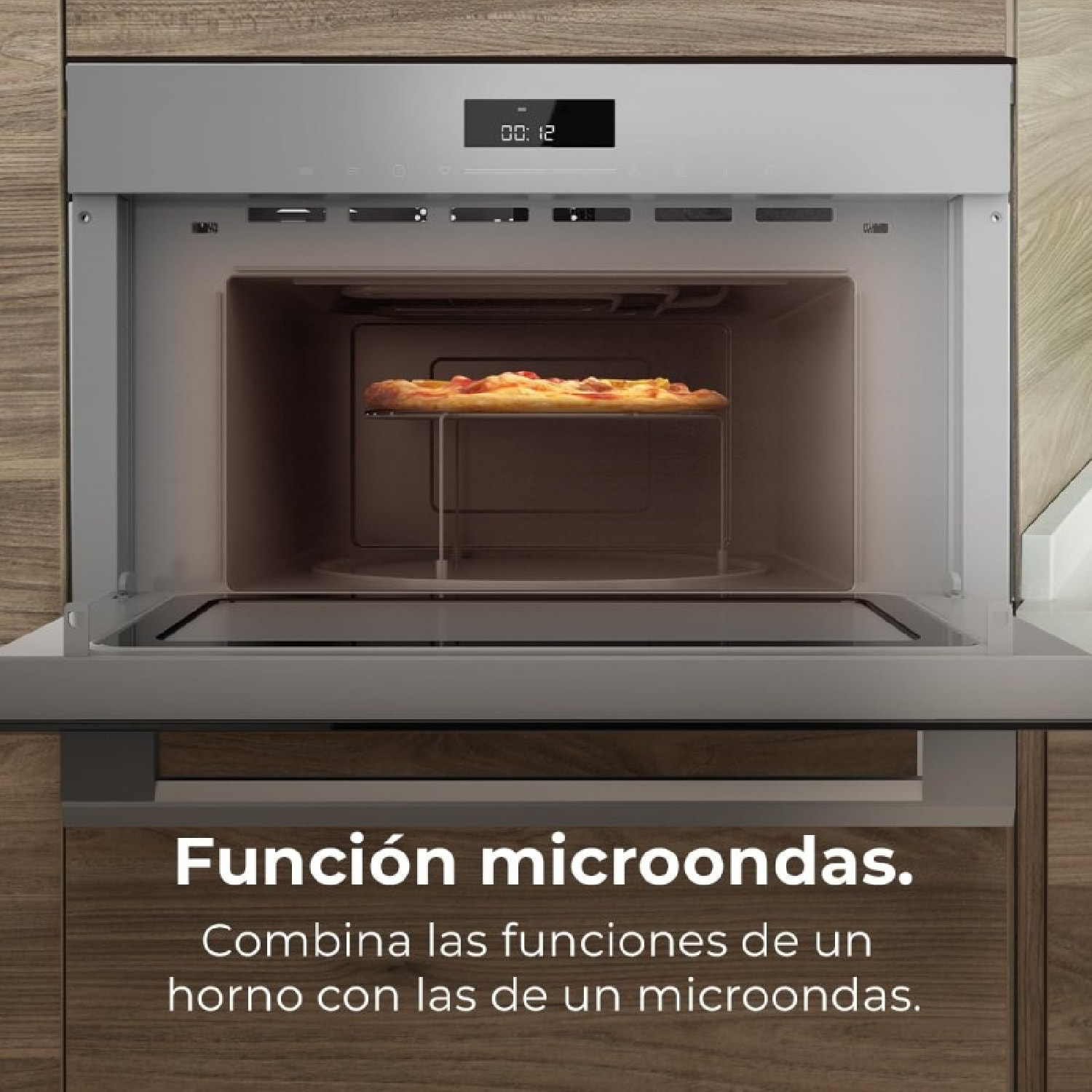 Horno Microondas Integrable 60x45cm Bolero Hexa MW703800 Glass Grey. 1450W, 34L