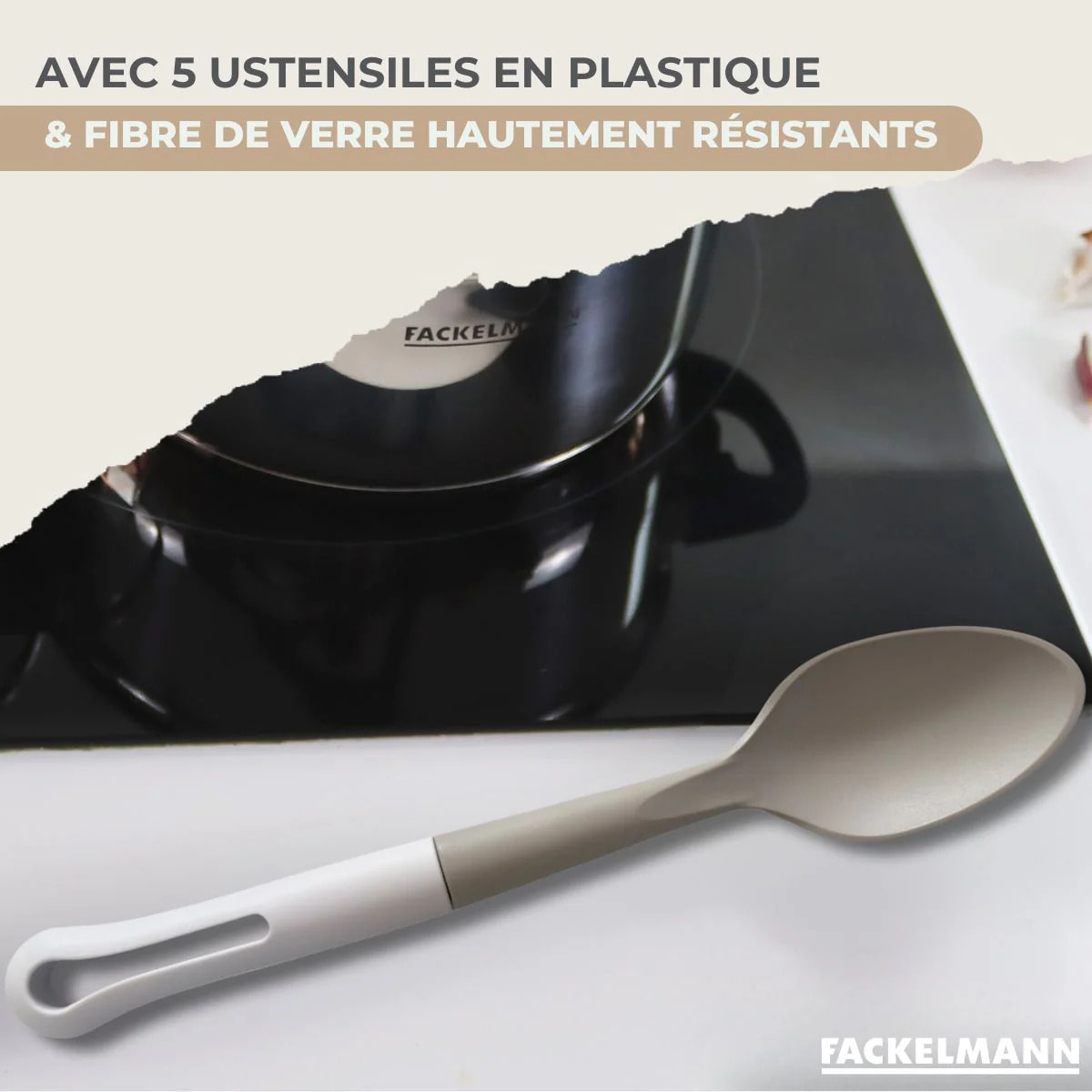 Lot de 2 Poêles et Casseroles 12/16/20 cm Fackelmann Geneva avec 5 ustensiles Vario