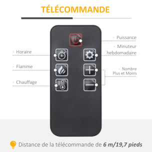 Cheminée électrique XL style classique chic 1800W  effet flammes LED réglable télécommande blanc