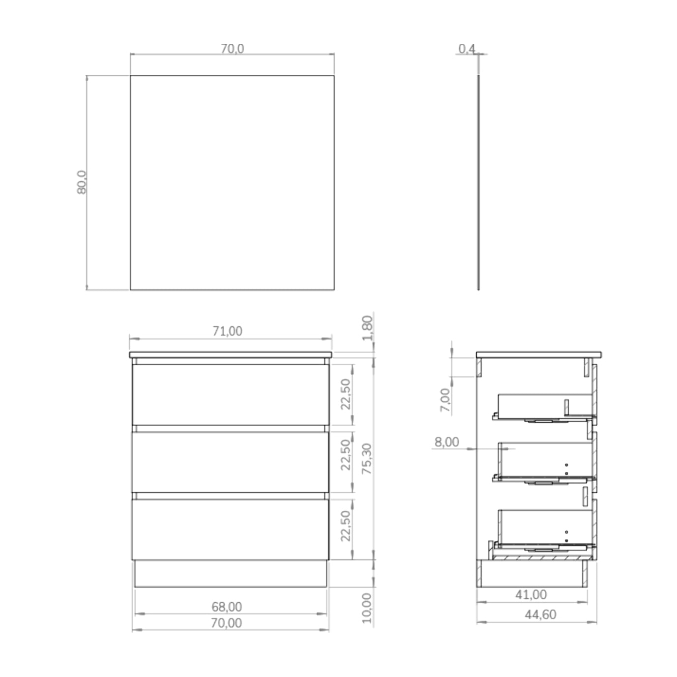 Ensemble de salle de bain IRONA 3C, 70cm, comprend lavabo et miroir