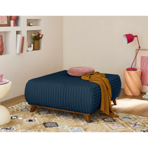 Cristal - pouf modulable - 95 cm - en fausse fourrure côtelée - Bleu