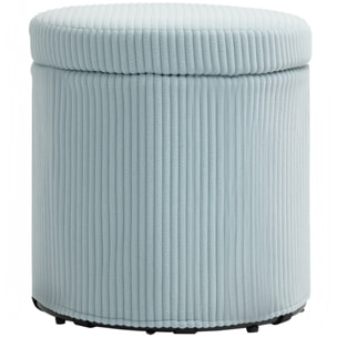 Puff Almacenaje Baúl de Almacenaje Redondo Tapizado en Pana Asiento Acolchado Tapa Extraíble para Pasillo Dormitorio Salón Ø40x41 cm Azul Claro