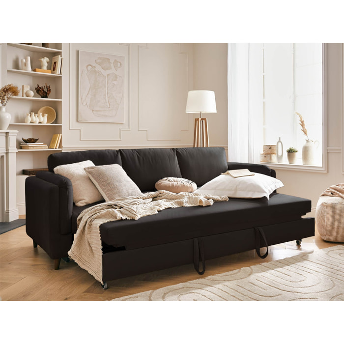 Brooke - canapé 3 places - convertible - en velours - Gris foncé