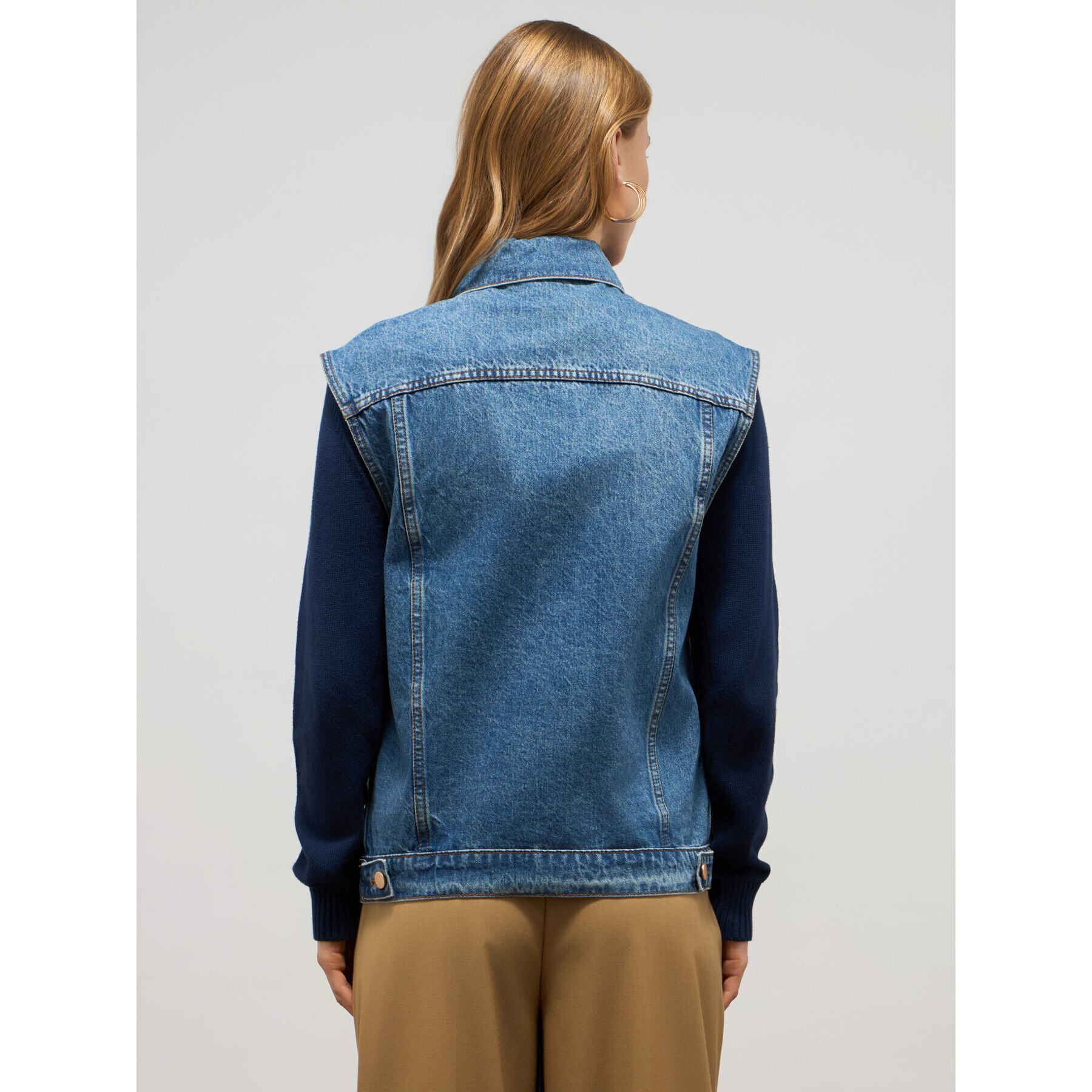 Oltre - Chaleco vaquero con aplicación floral - Azul