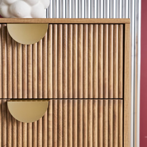 Commode décor bois de manguier rainuré 6 tiroirs - 120 x 39 x 79 cm - Celian