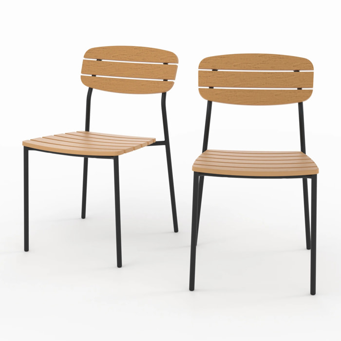 Lot de 2 chaises de jardin en résine synthétique - Taya
