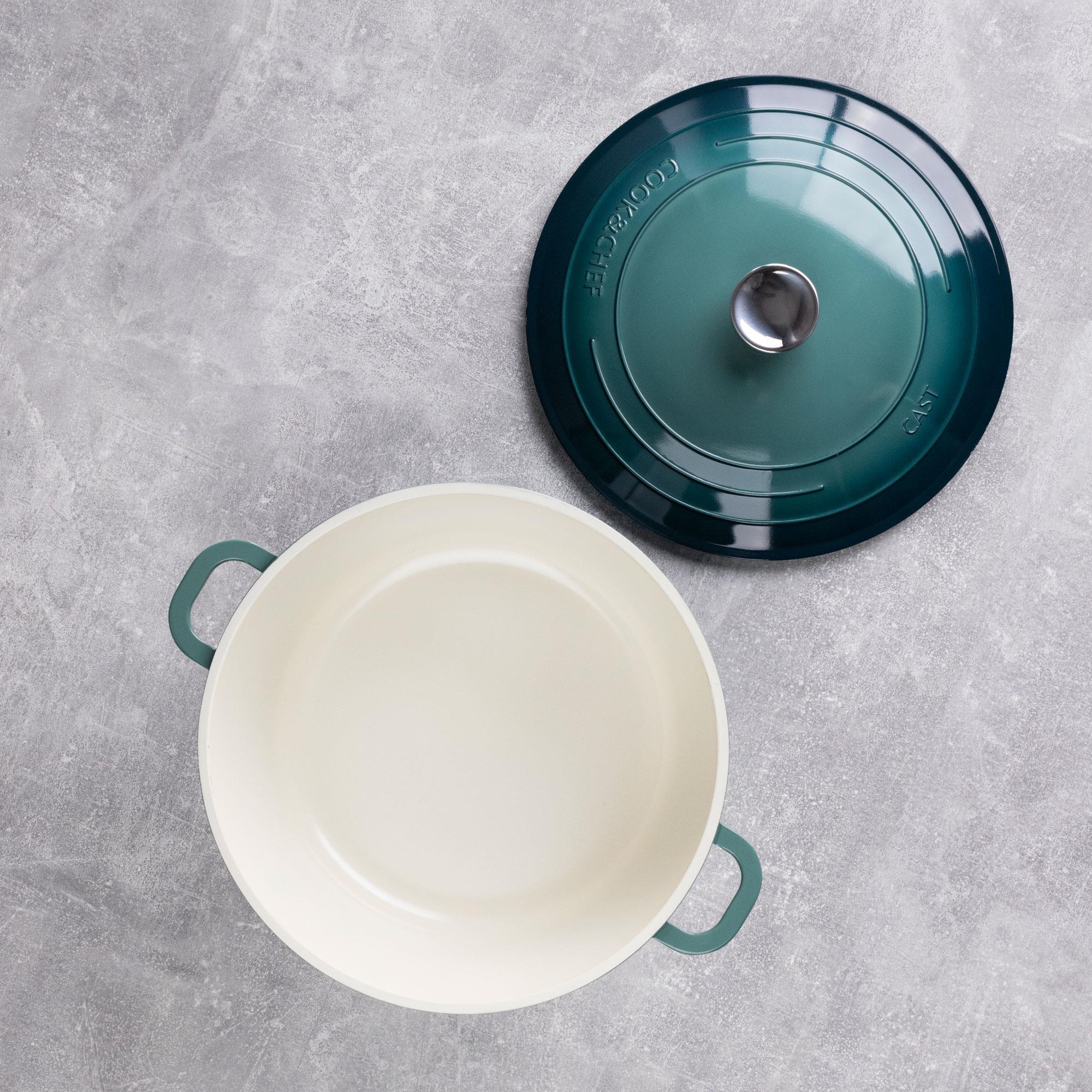 cacerola con tapa en aluminio fundido color verde