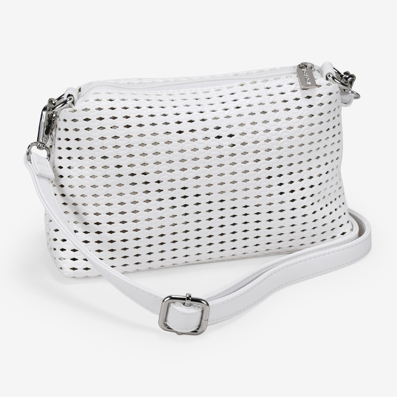 Bolso de hombro blanco pequeño con trenzado