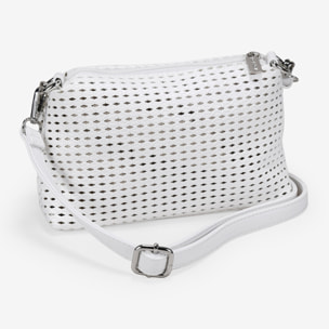 Bolso de hombro blanco pequeño con trenzado