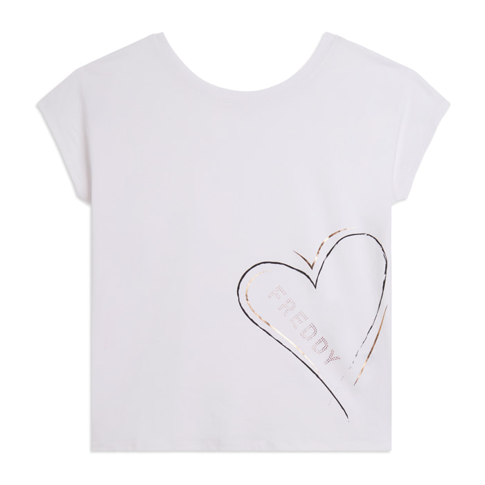 T-shirt reversibile con cuori e logo