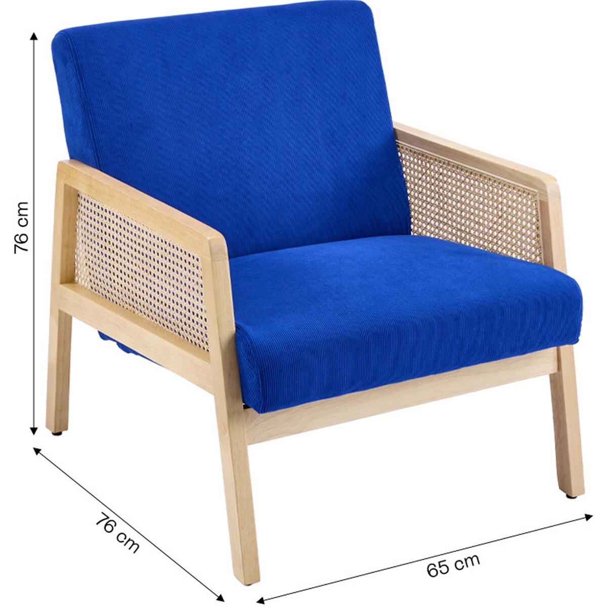 Fauteuil en cannage et velours côtelé - MANI