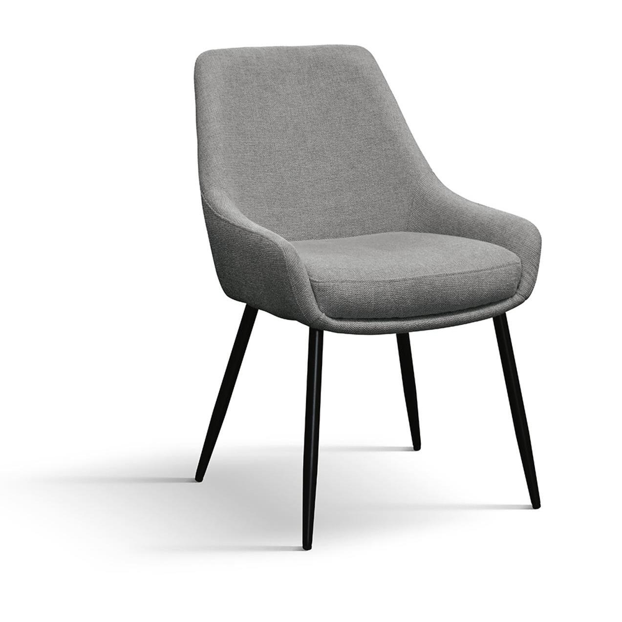 Set di 2 sedie TALLINN in tessuto grigio e gambe in metallo nero opaco, con braccioli