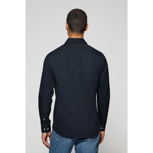 Camicia slim in popeline blu marino con logo Rigby Go ricamato