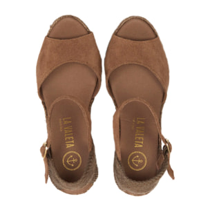 Sandalias de Cuña para Mujer - LA VALETA CHARLENE PEEP TOE Taupe