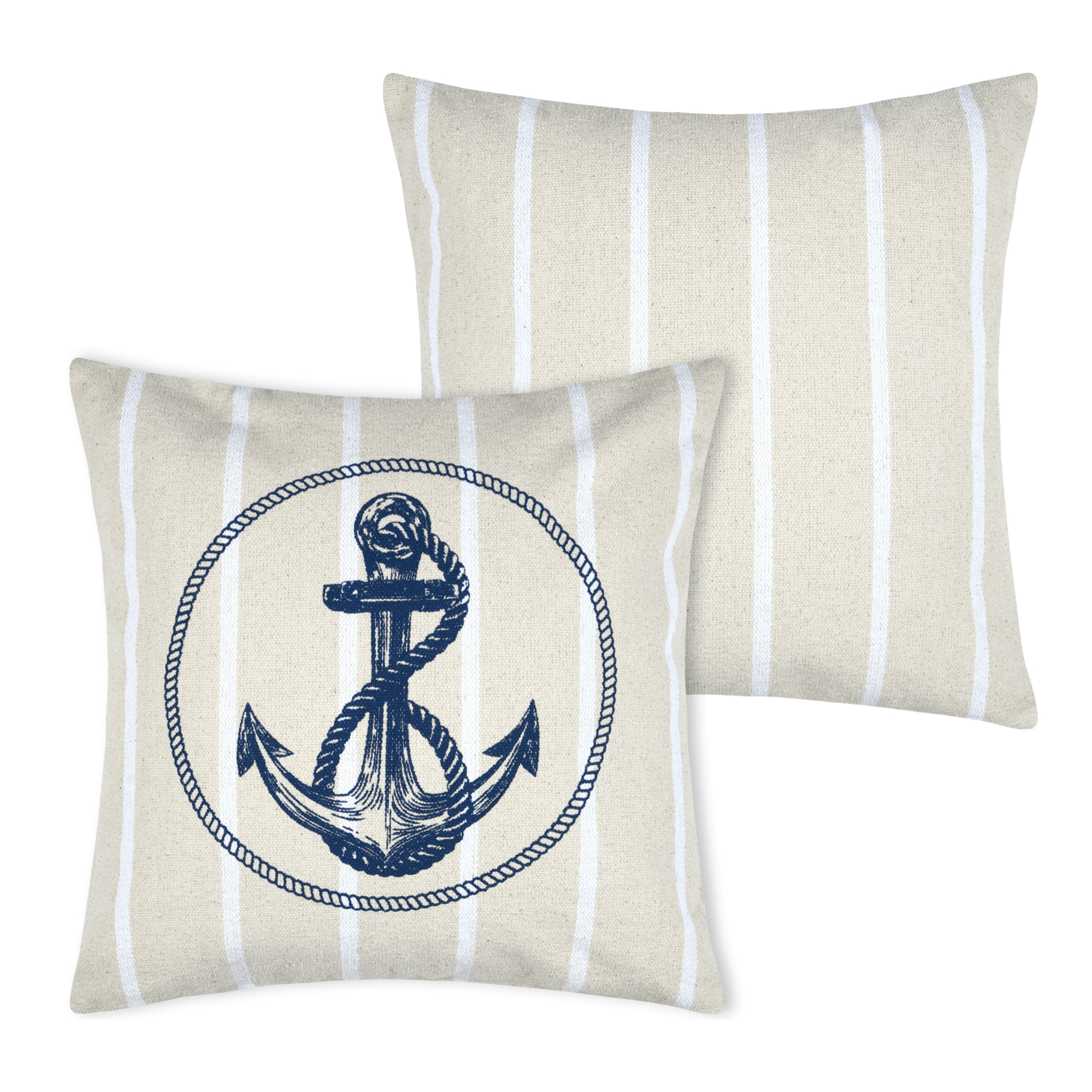 Coussin coton motif ancre - Bleu Marine