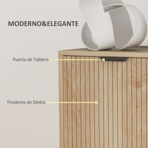 Aparador de Salón Aparador con Estante Ajustable 2 Puertas Sistema Anti-vuelco y Patas de Madera de Pino para Comedor Pasillo 78x40x77,5 cm Roble