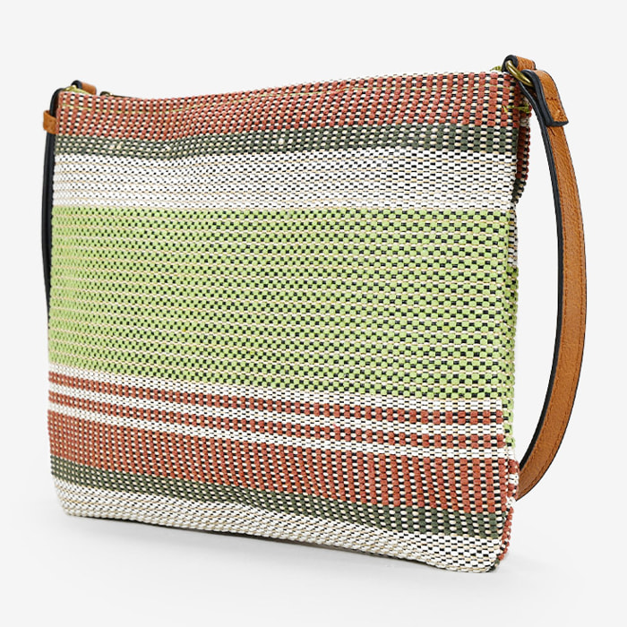 Bolso de rafia verde tipo bandolera