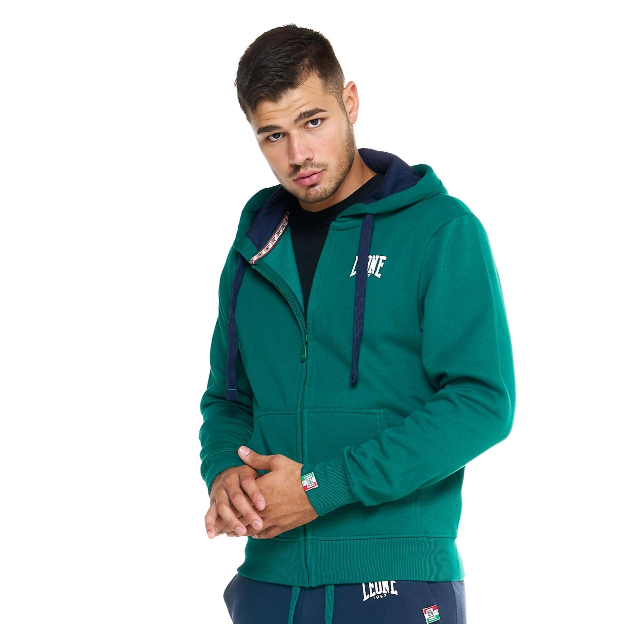 Chándal de invierno cepillado para hombre Leone Basic Vintage con capucha y cremallera