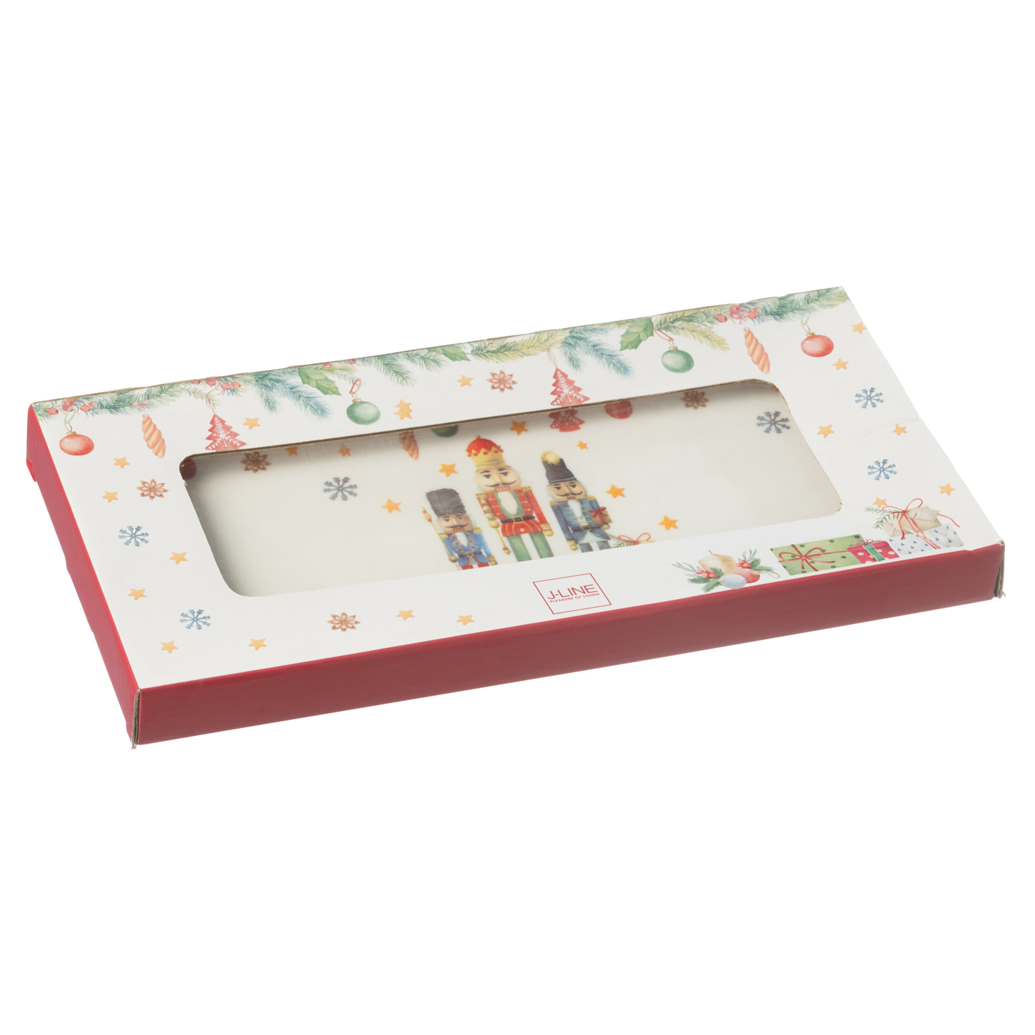 J-Line assiette Rectangle Casse-Noisette - céramique - blanc - boîte cadeau