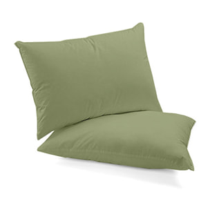 WHITE & WHITE Coppia federe verde in percalle di puro cotone