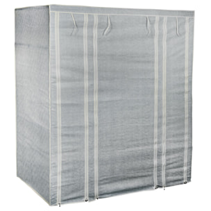 Armario Plegable de tela polar gris 135x45x175cm - Con 12 estantes, Portátil y resistente