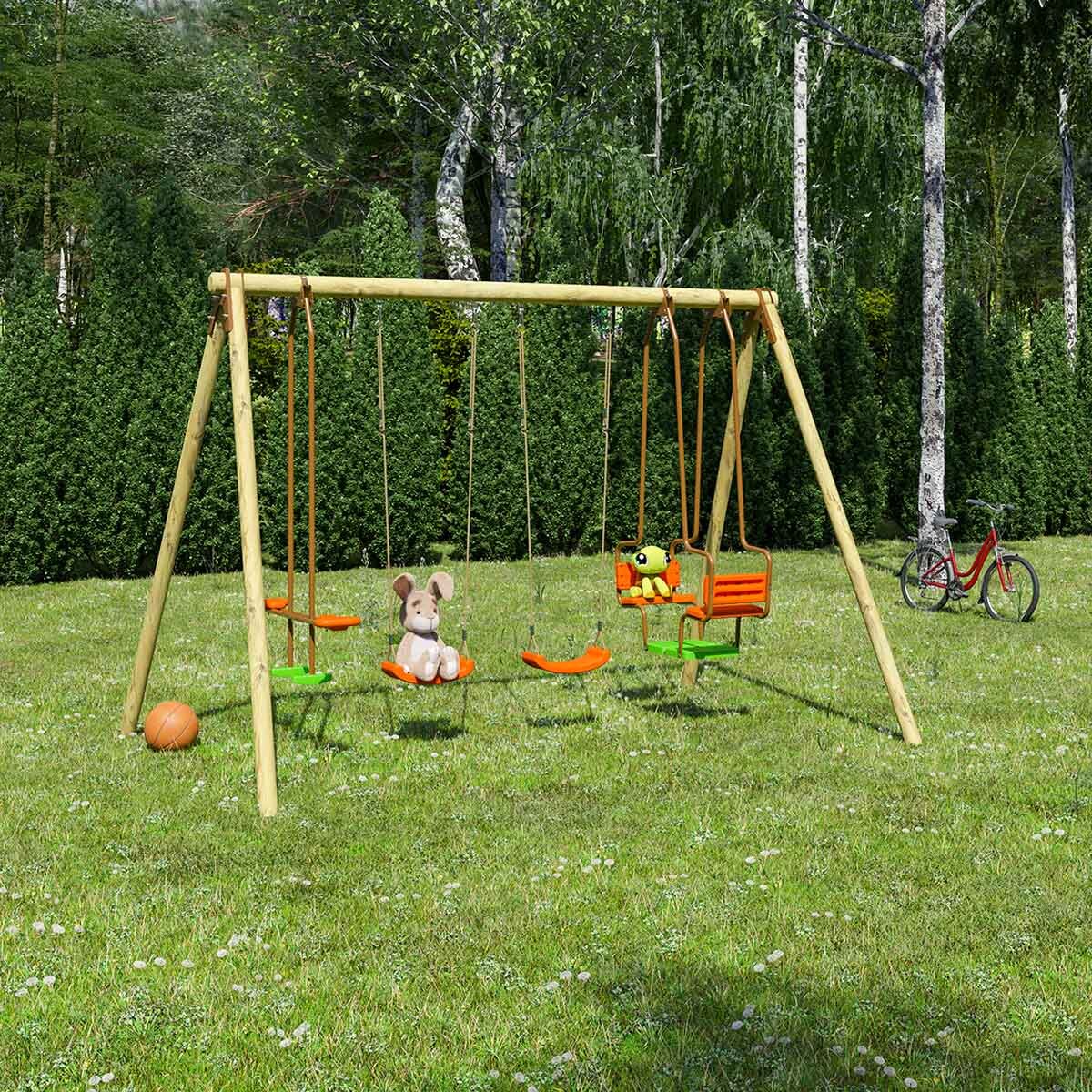 Portique bois 2,30 m Artix HALI - 6 enfants