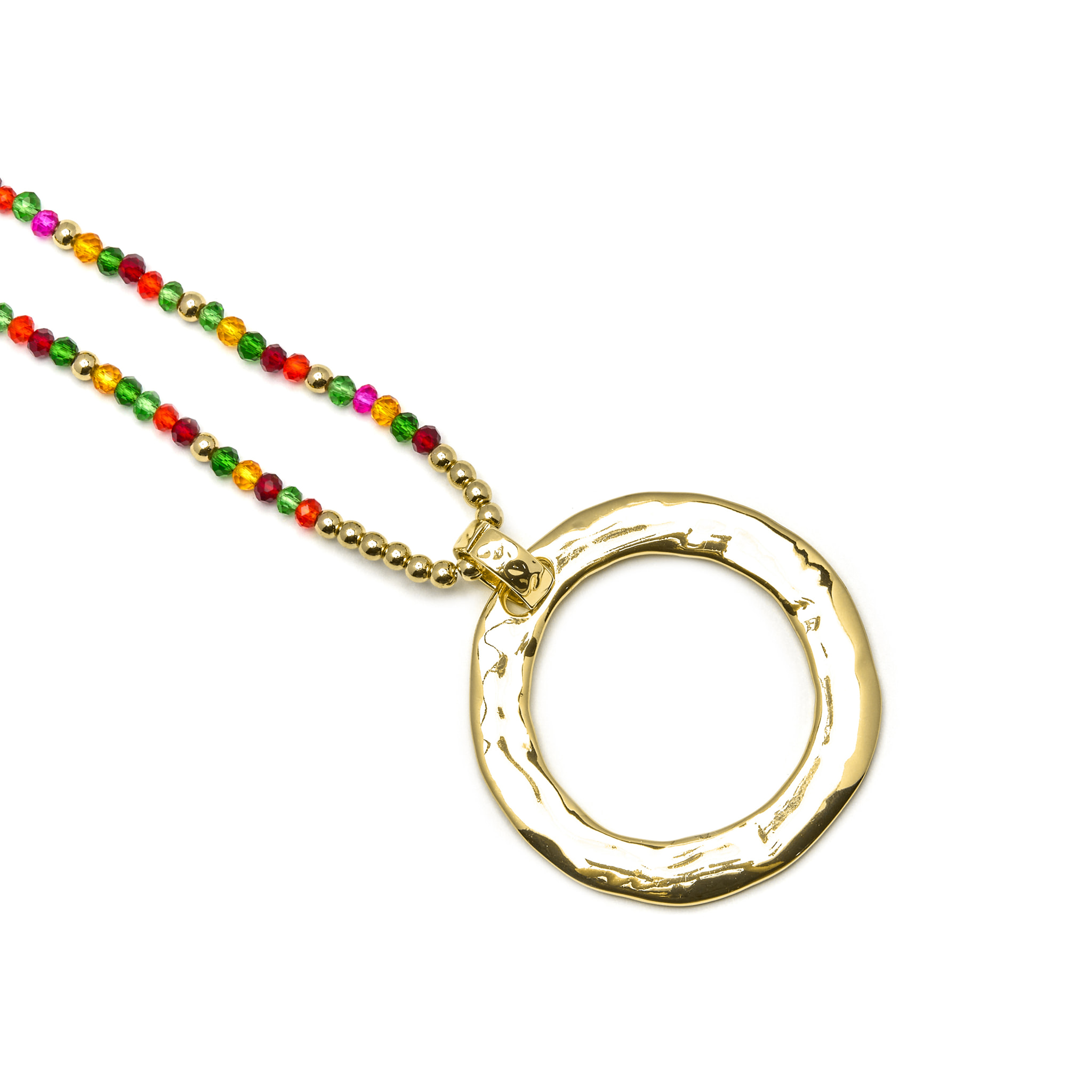 Collar con Cristal Rosa acabado oro 18k