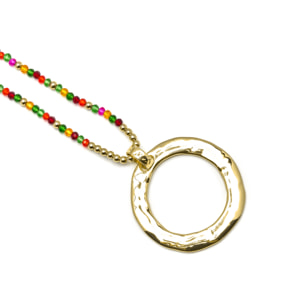 Collar con Cristal Rosa acabado oro 18k
