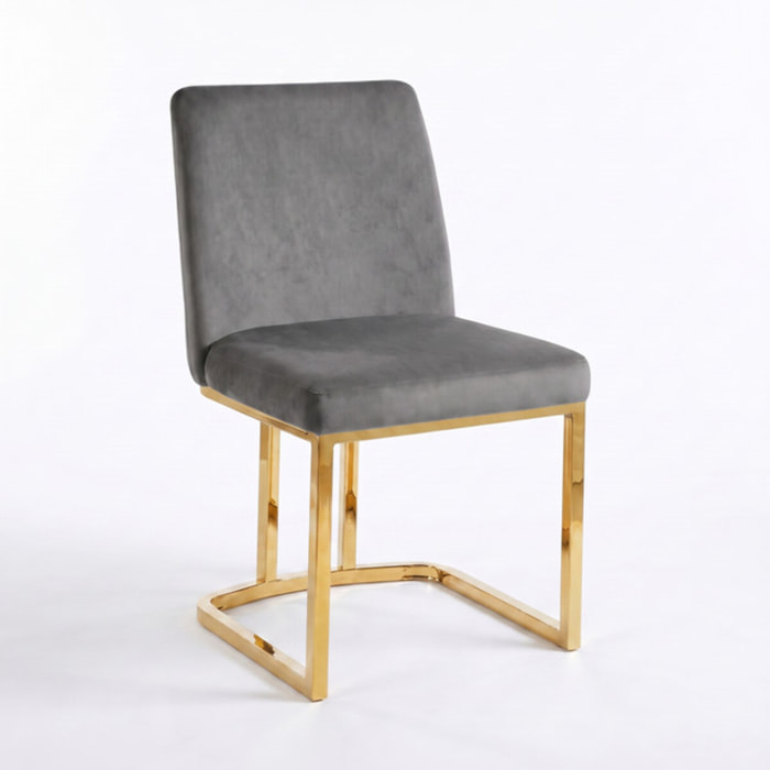 Sedia Imbottita in Effetto Velluto con Gambe Oro, Design Moderno ed Elegante per Sala da Pranzo, Cucina, Soggiorno, Studio e Ufficio