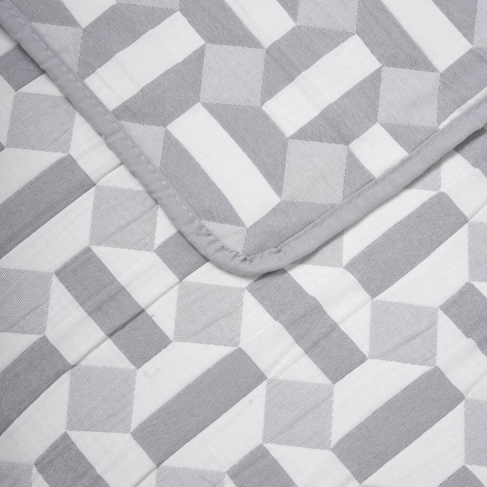 Colcha doble tela jacquard enrieta índigo