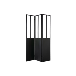 Verrière atelier paravent industriel en métal noir et verre 3 vantaux L120 cm RACK