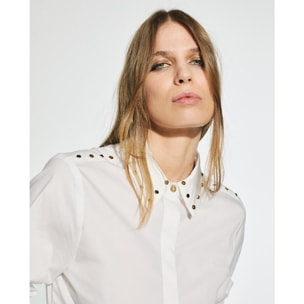 Camicia in Popeline Attillata con Borchie