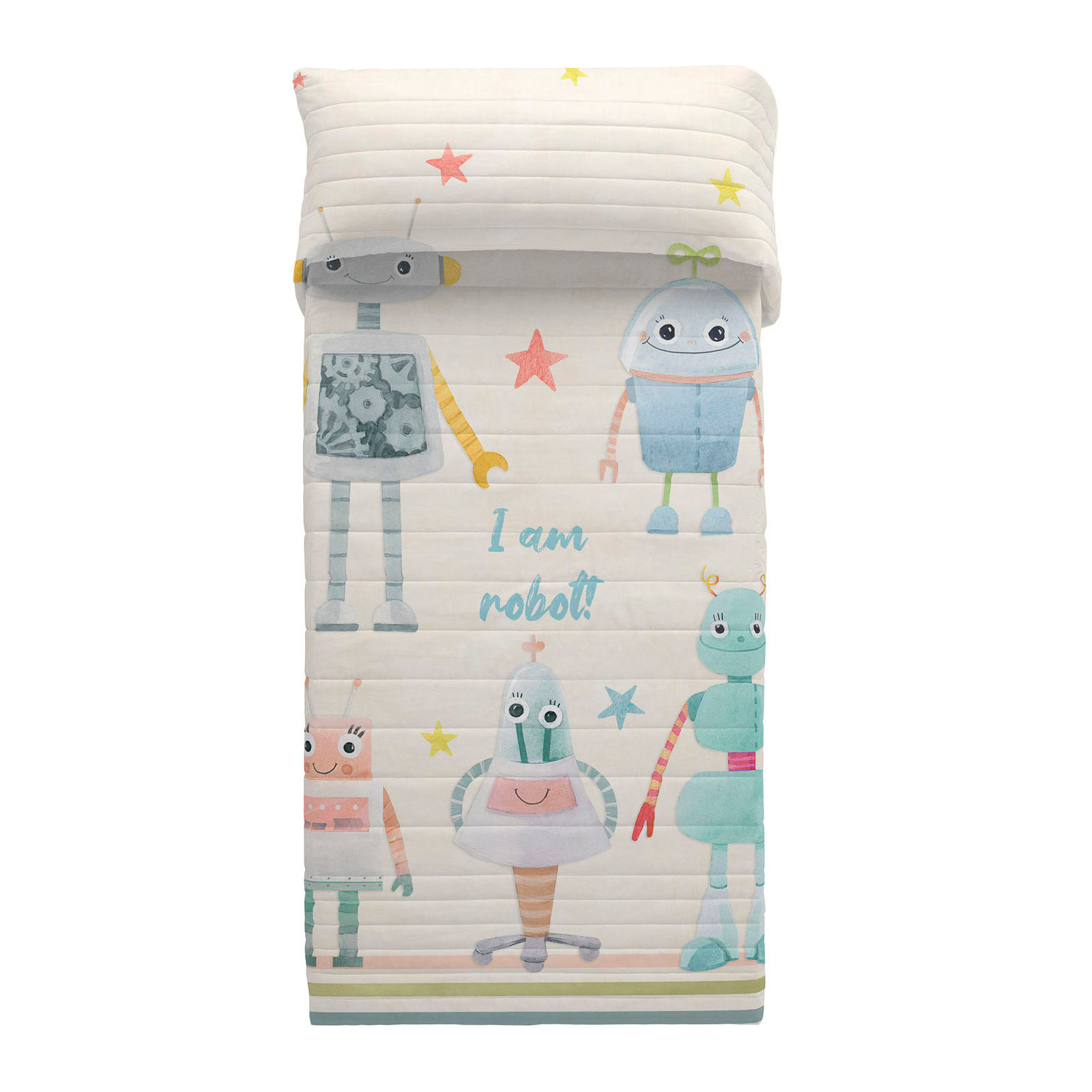 Naturals - Colcha Bouti Estampada - Infantil - 2/3 Piezas - 100% Poliéster - Microfibra - 70 gr/m² - Robots