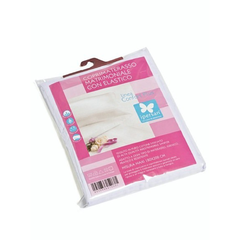 Coprimaterasso fasciato con elastico IPERSAN Puro Cotone Bianco
