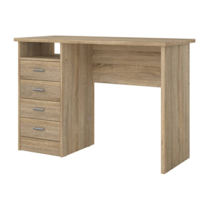 Scrivania Appollo, Scrittoio multiuso, Tavolo per ufficio porta PC, Piano di lavoro, 110x49 h76 cm, Quercia