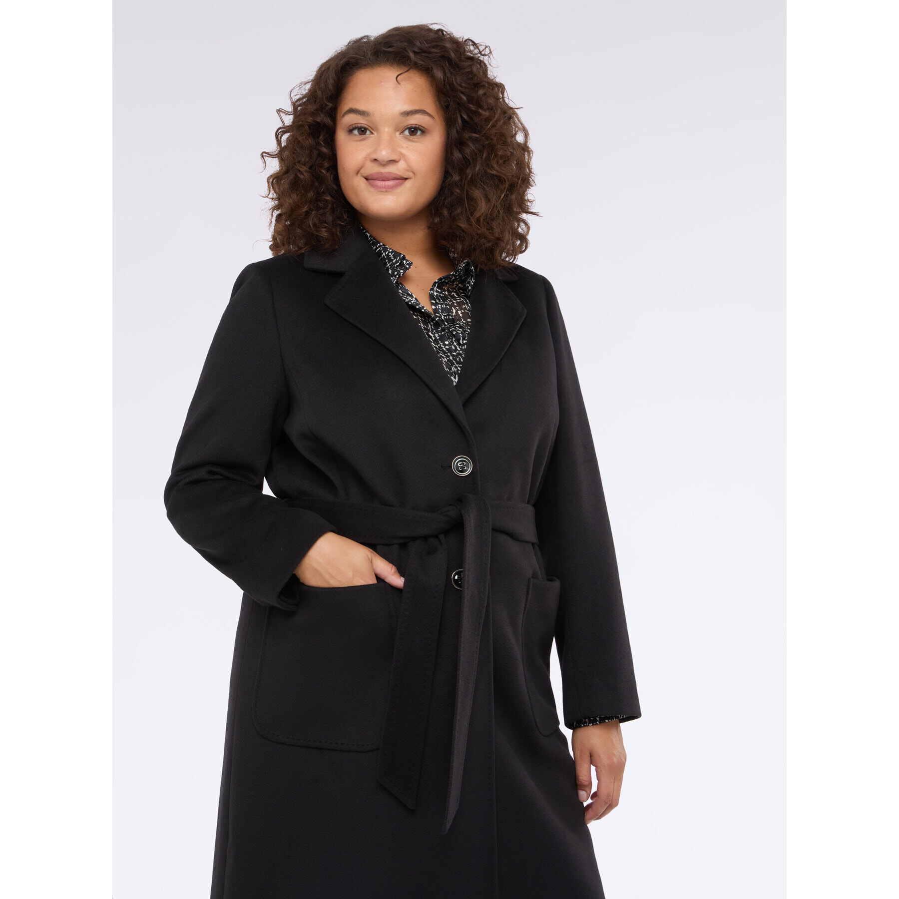 Fiorella Rubino - Cappotto lungo con cintura - Nero