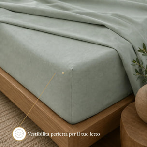 Completo lenzuola in cotone - Verde