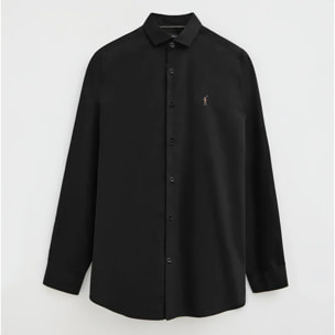 Camicia nera slim fit con logo Rigby Go