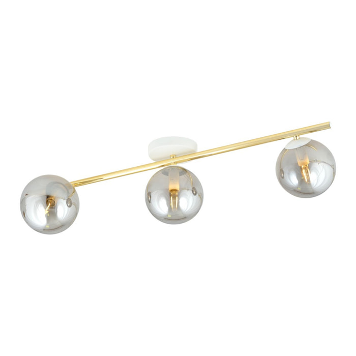 Lampada a sospensione SPLENDI in acciaio bianco e oro con diffusori grafite