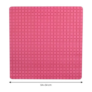 Tapis Fond de douche antidérapant Caoutchouc QUADRO 54x54cm Rose Fuschia MSV
