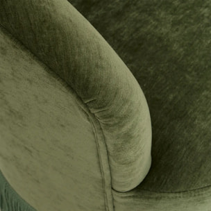 Fauteuil Alanya effet velours vert Kaki
