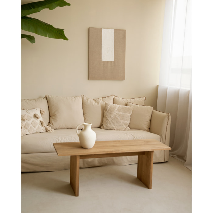 Cuadro beige y blanco decorativo sobre lino con bastidor de madera pintado artesanalmente con pintura al óleo en varias medidas