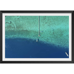 Poster blue lagoon Affiche + cadre en bois - Noir